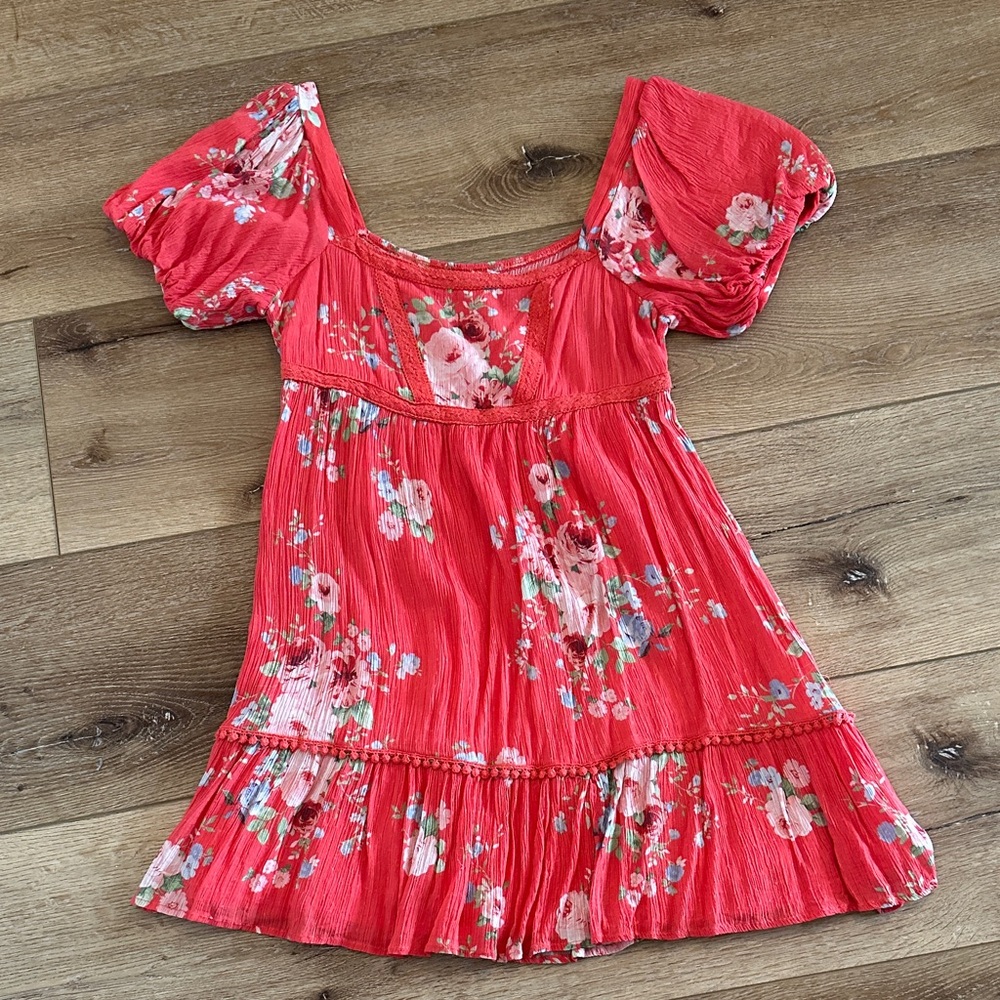 Floral Red Mini Dress